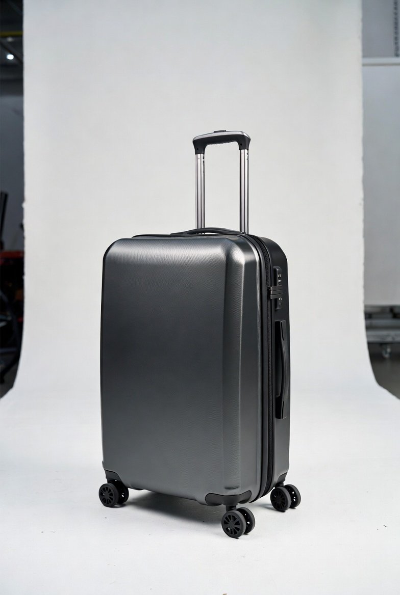 Hard shell polycarbonate luggage on display in a Singapore warehouse