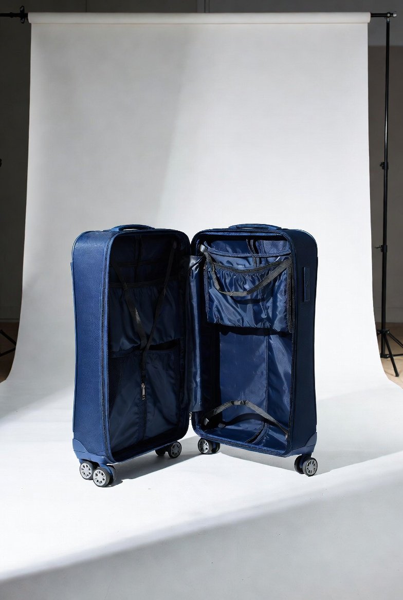 Soft shell nylon luggage arranged in a Singapore wholesale showroom
